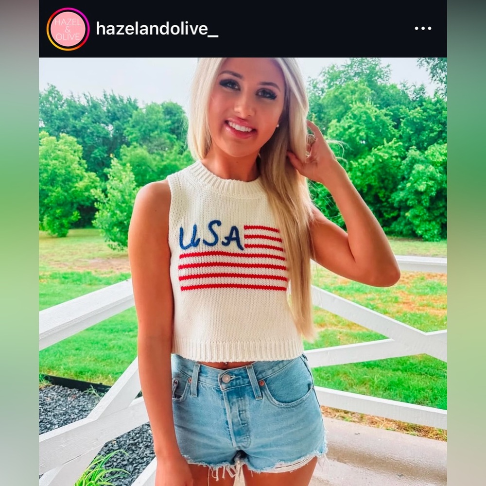 Hazel and Olive USA Knit Tank Top